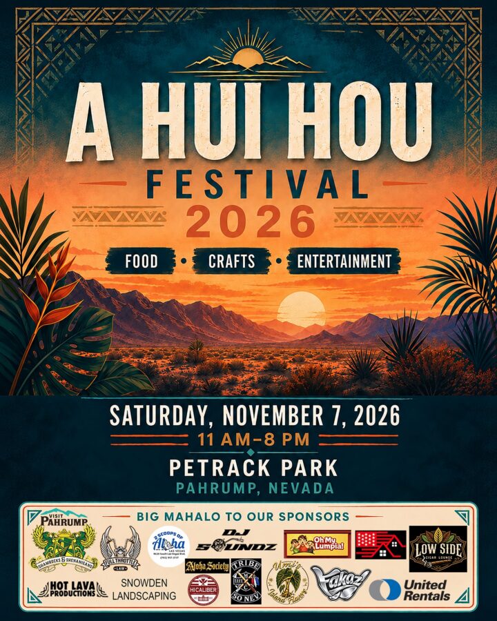 Poster for the A Hui Hou Festival on November 7, 2026, at Petrack Park in Pahrump, Nevada.